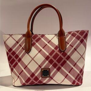 Dooney & Bourke Red and White Plaid Tote Bag